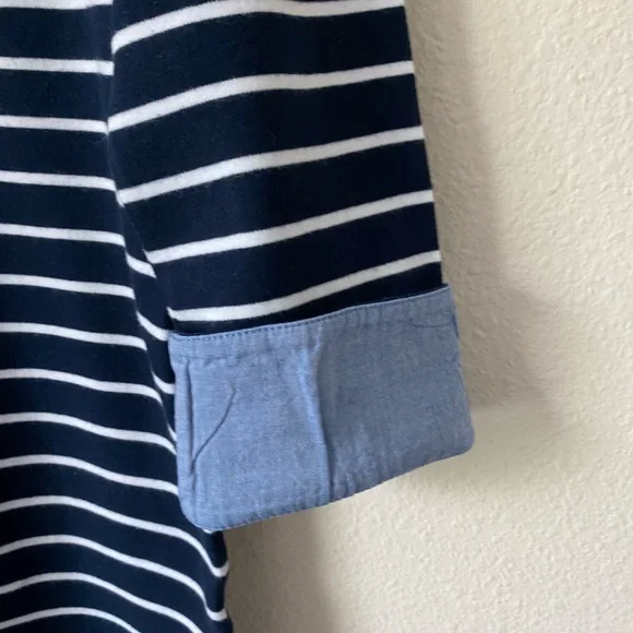 Nautica Women’s Navy & White Striped 3/4 Sleeve Nautical Shirt Size Medium - Picture 7 of 16